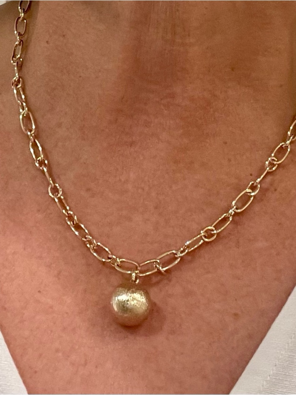 Zara Gold Chain Necklace with Matte Gold Ball Pendant - Picture 5 of 6